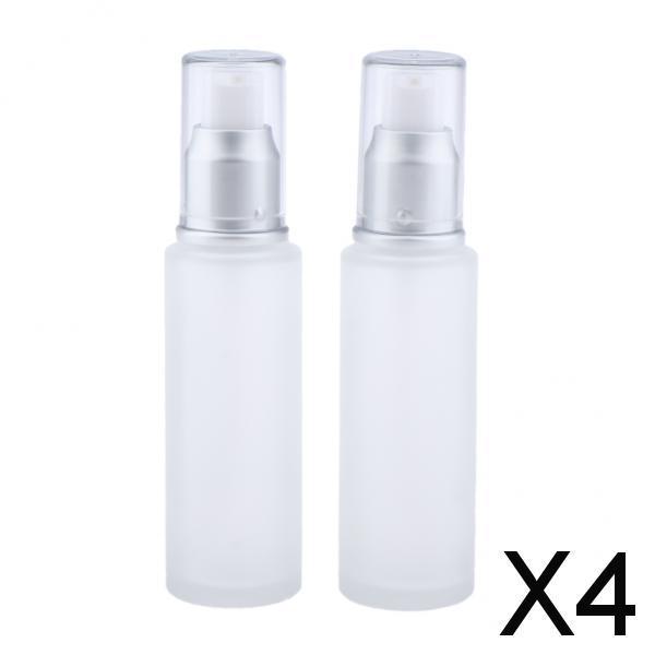 4x2Pcs Empty Glass Bottles Cosmetic Makeup Travel Lotion Containers 50ml Pump