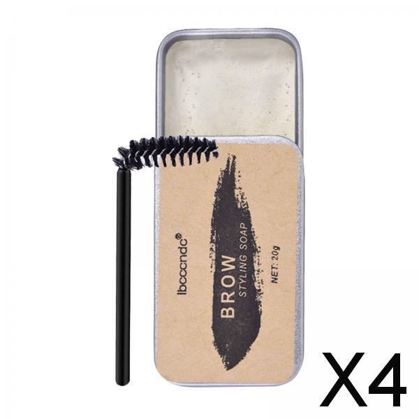 4x20G W/ Brush Natural Kit Long Lasting Eyebrow Soap Wax for Beauty Women