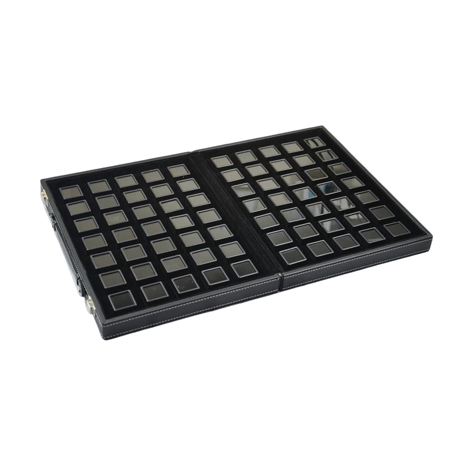 Diamond Gemstone Display Tray Multigrid Showcase Portable for Store Show black 70 grid