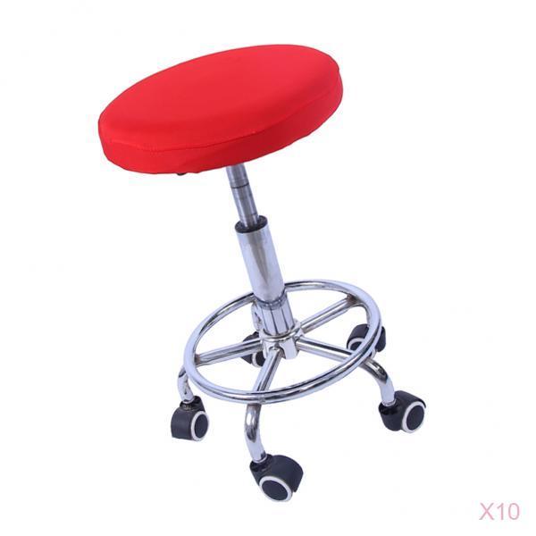 10 Pieces Elastic Bar Stool Covers Round Chair Seat Cover Cushion Red