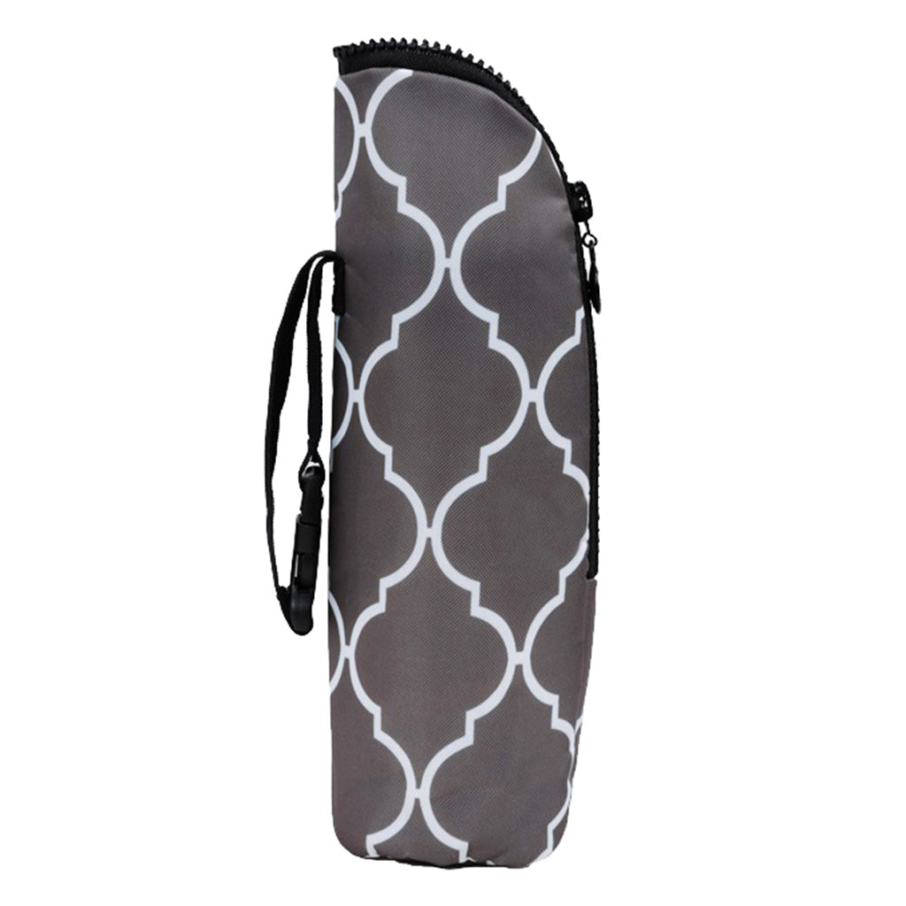 Baby Thermal Feeding Insulation Bottle Tote Stroller Hang Bags Gray Check