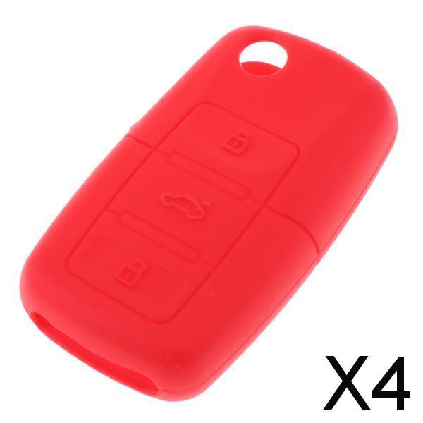 4xSilicone Cover For VW Skoda Seat Remote Key Fob Case Entry 3 Button Red