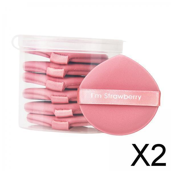 2x7Pcs Air Cushion Powder Puff Face Eyes Makeup Pads Air Cushion Makeup Sponge Pink with Bottle