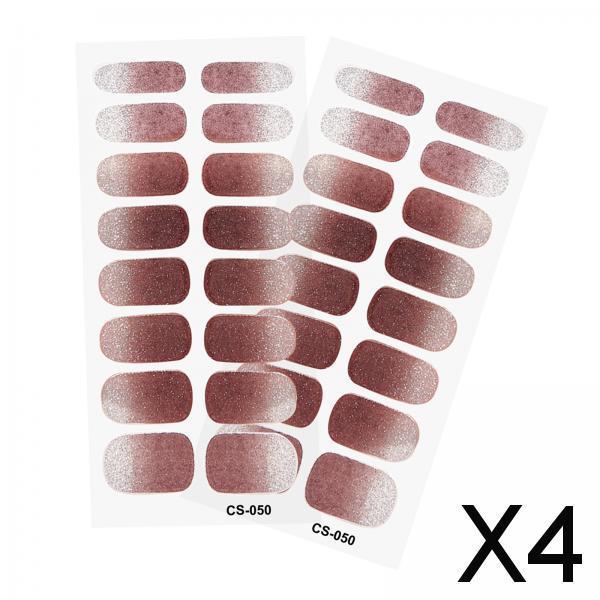 4x2Pcs Nail Stickers Press on Nails Glitter Nail Supplies for Home Nail Salons Style J