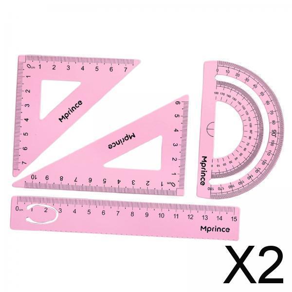 2xGeometry Math Ruler Metal Protractor Ruler Set for Home Carpentry