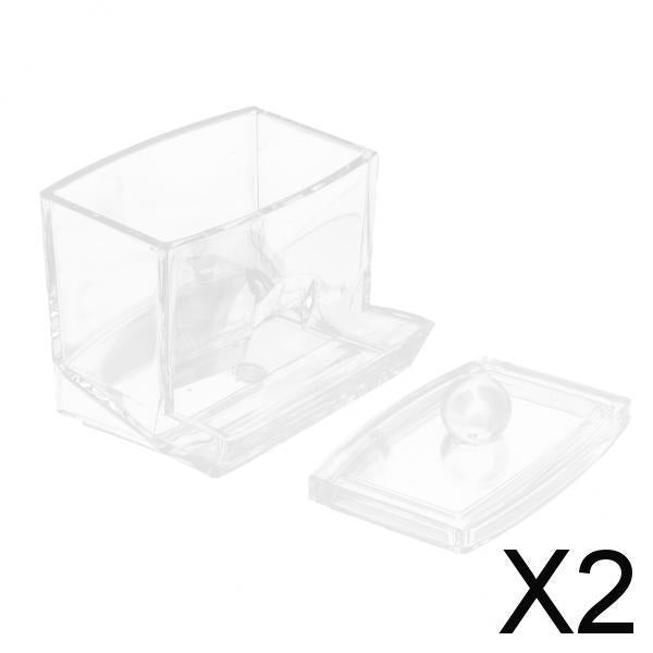 2xClear Acrylic Cotton Swab Cosmetic Makeup Case Storage Holder Box A