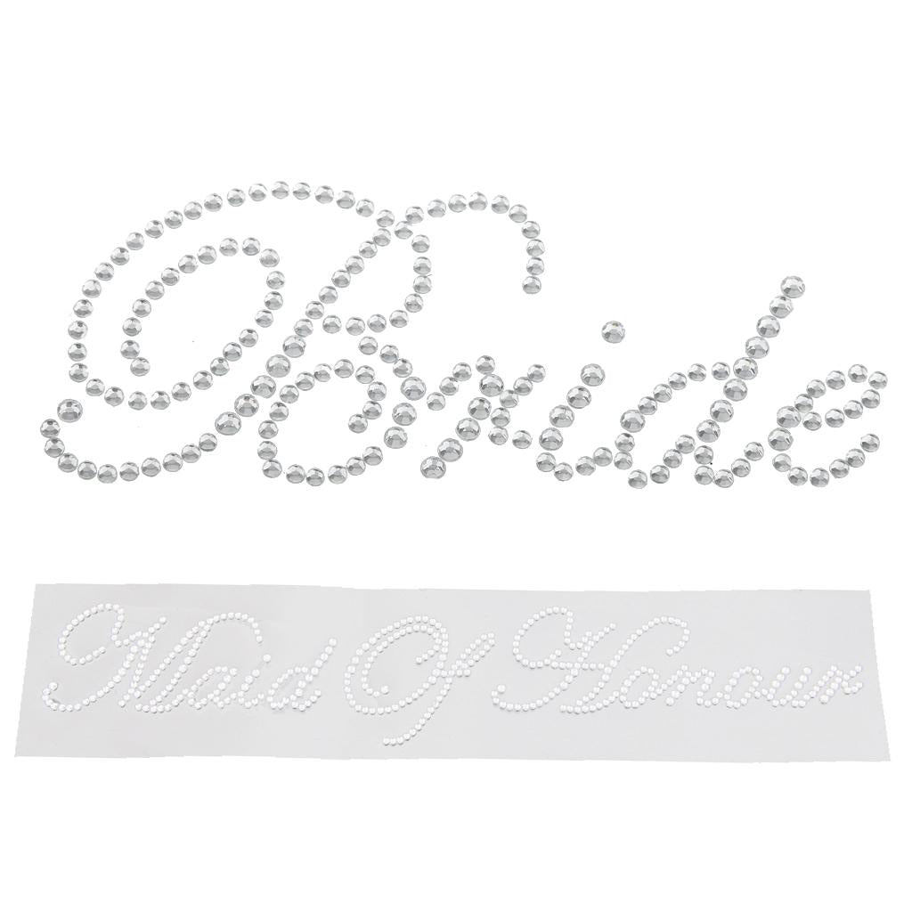 2x Clear Bride" Sticker Maid of Honour Decals Wedding Party DIY Craft Decor"
