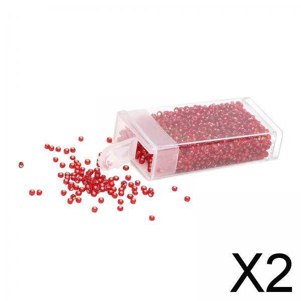2x1000Pcs Glass Seed Beads Kit 2mm Craft Beads for Crafting DIY Jewelry Making Red