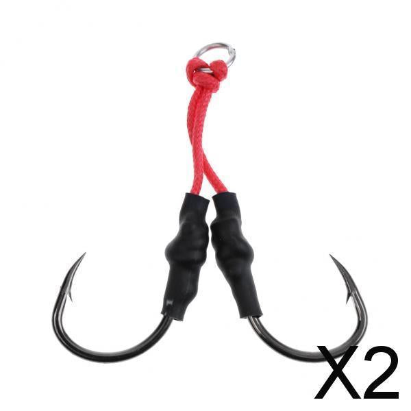 2xJig Hooks Fishing Hooks Barbed Hooks Assist Hooks in Solid Ring Saltwater 4
