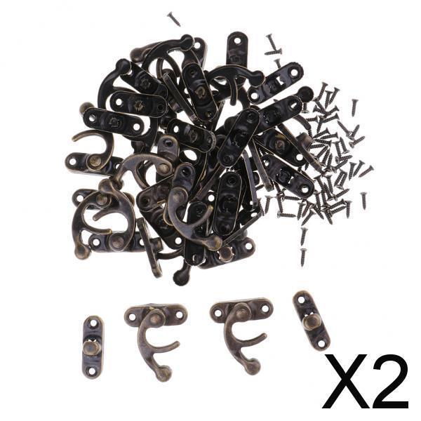2x20 Sets Antique Cabinet Jewelry Box Wooden Box Hasp Latch Hook With Screws