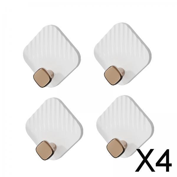 4x4 Pieces Bathroom Towel Hooks Multifunctional Hooks for Bathroom Office Hats white