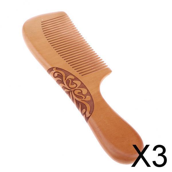 3xWood Fine Tooth Anti-static Mahogany Comb Scalp Massage Wooden Combs H