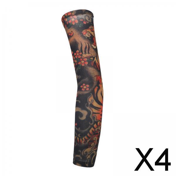 4xUnisex Cooling Arm Sleeves Tattoo Cover up for Walking Basketball Tennis B