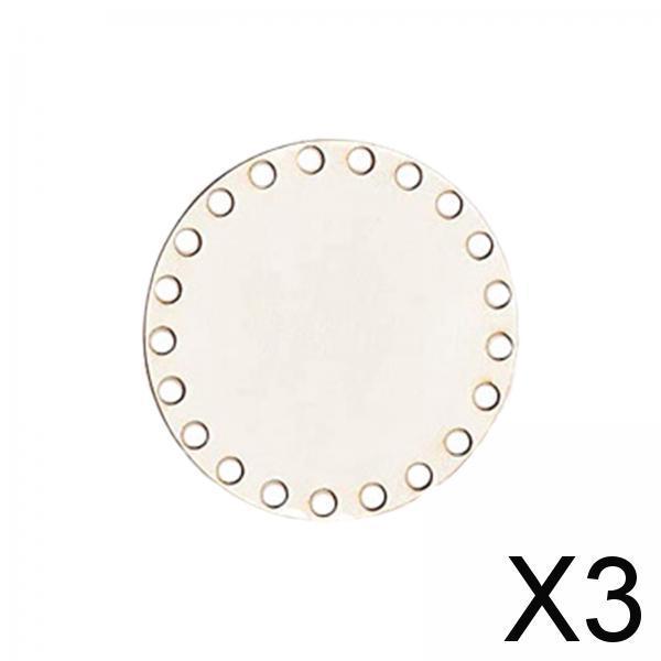 3xWood Basket Bottom Carved Blank Round Bottom for Crochet Bag Basket Making 10cm