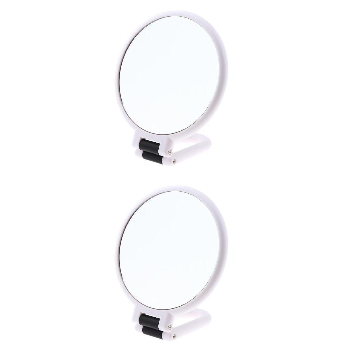 2x Round Handheld Dual Side Makeup Mirror Magnifying Mirror w/ Hanger X10 X5