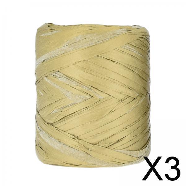 3xRaffia Paper Ribbon Packing Paper Twine Ribbon for Packing Wrapping Bouquets Gold