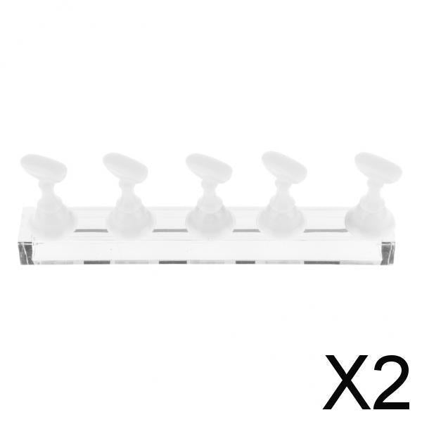 2xTop False Tips Display Stand Training Practice Holder Nail Art Accessories White