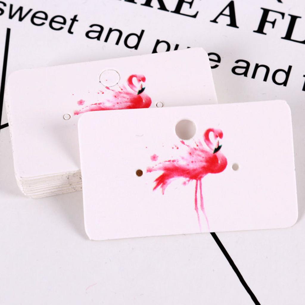 100x Jewelry Earring Ear Studs Hanging Display Holder Hang Cards 5.0x3.0cm Flamingo