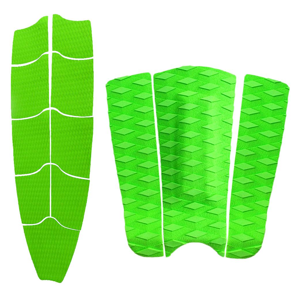 9 Pieces Green Surfboard Full Deck Traction Pad with 3 Pieces Tail Pad Grip