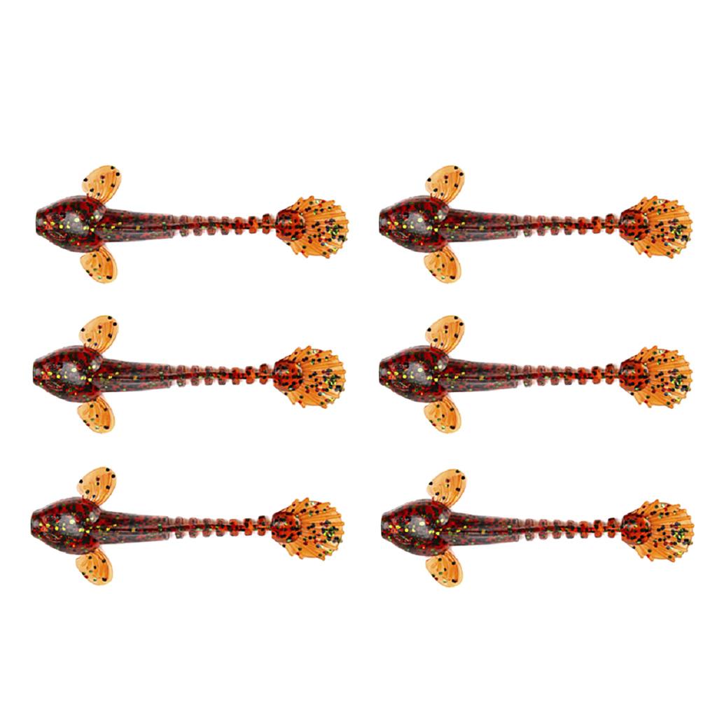 6pcs Simulation Soft Bait Fishing Lure Plastic Artificial Bait 9cm Red