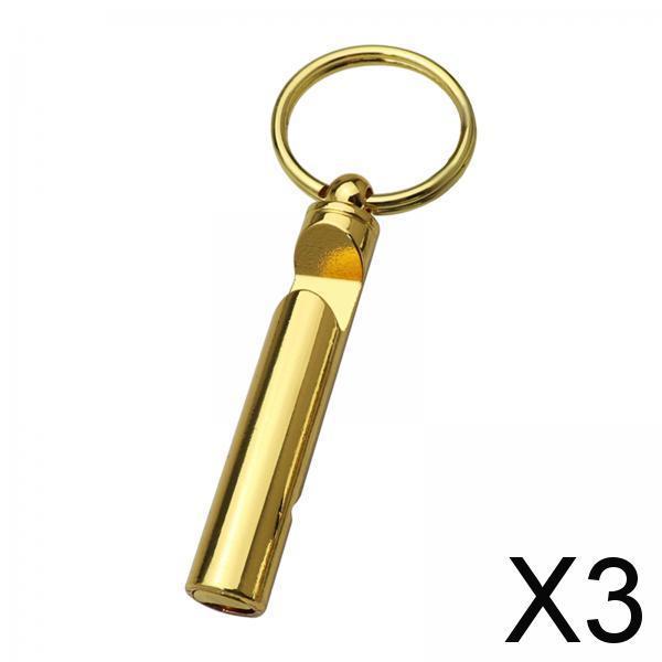 3xWhistle Bottle Opener Keychain Opener Zinc Alloy for Boating Kitchen Hunting Gold