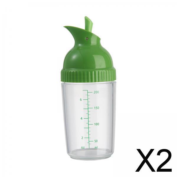 2xSalad Dressing Shaker 200ml Clear Leakproof Salad Shaker Dispenser Household Green