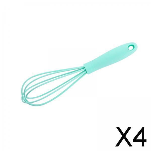 4xSilicone Whisk Kitchen Utensil Non Scratch Mixer Egg Beater Frothing Green