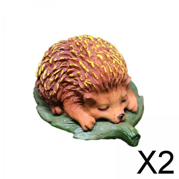 2xHedgehog Statue Mini Hedgehog Figurine for Landscaping Patio Flower Bed Yard