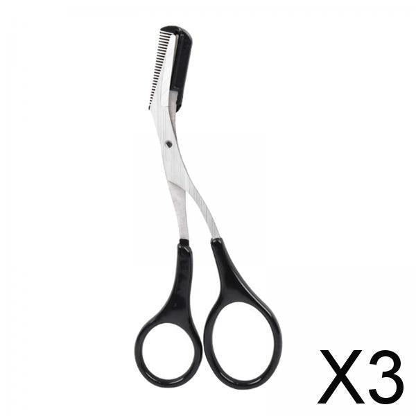 3xEyebrow Scissor with Comb Unisex Scissors for Makeup Cosmetic Grooming A