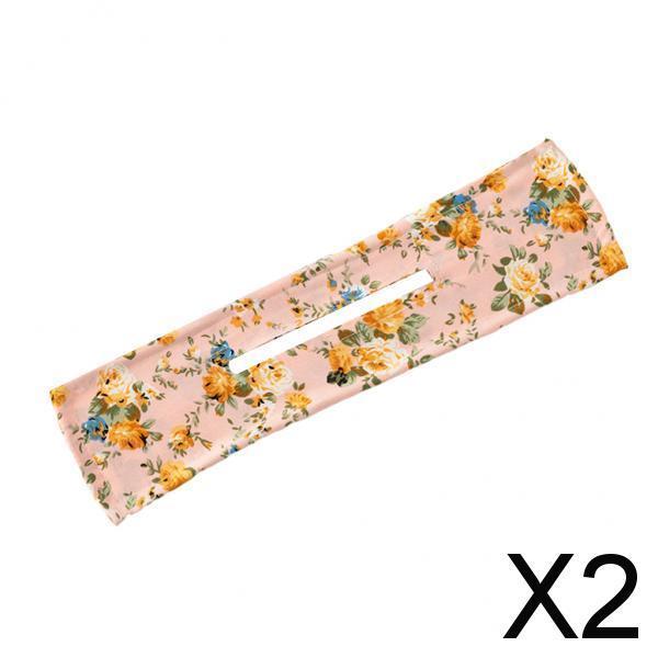 2xDeft Bun Fashion Hair Bands Women Summer Knotted  Blue Flower Pink 