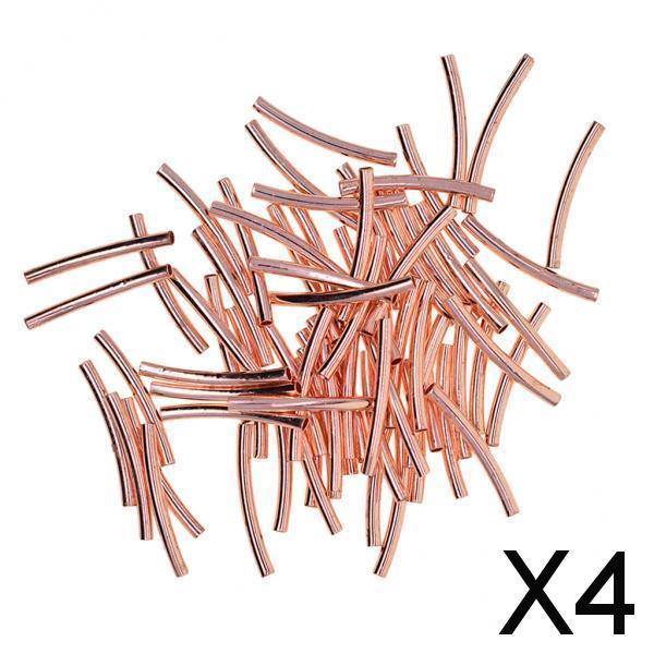 4x50pcs Beading Tube Beads Smooth Tube Finding Jewelry Making DIY Rose Gold