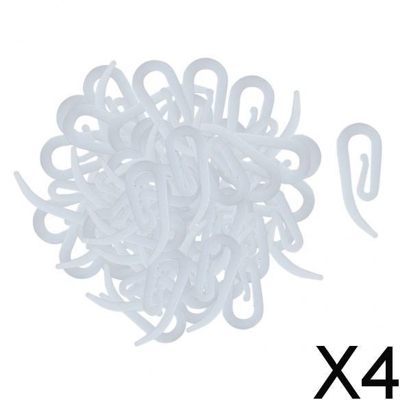 4xWhite Plastic Shower Curtain Rings Bathroom Door Curtain Accessory A 100pcs