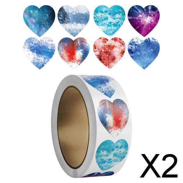 2x500x Heart Stickers 1 Cute Valentines Day Stickers for DIY Crafts Scrapbook Style A"