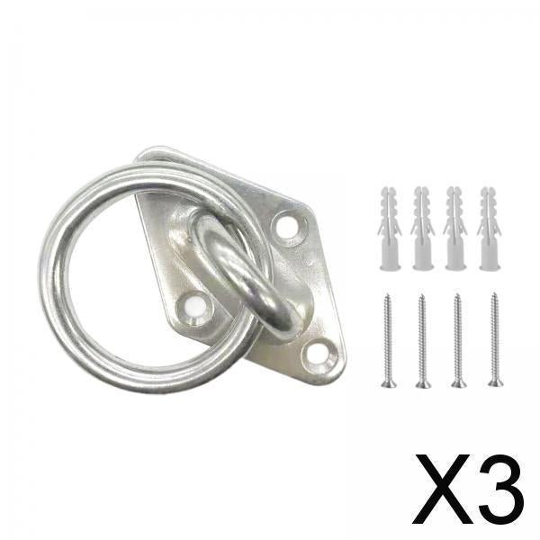 3xDiamond Pad Eye Plate with Ring Heavy Duty for Boat Rigging Training Straps 5mm