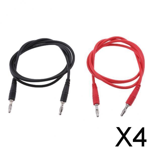 4x2Pieces 4mm Stackable Banana Plug Wire Soft Silicone Test Cable