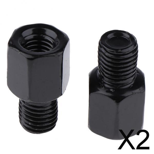 2xScooter Motorcycle Rearview Side Mirror RH 8mm - LH 10mm Adapter Black