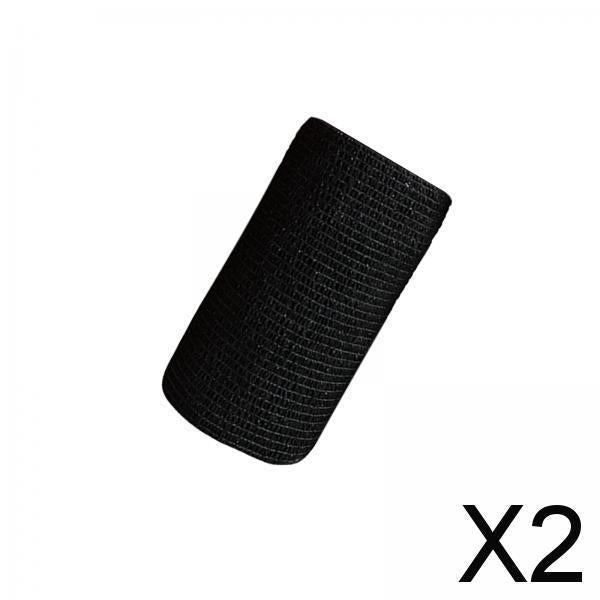 2xVet Wrap 4 inch Wide Non Woven Elastic Self Adherent Wrap for Dogs Pet Ankle Black