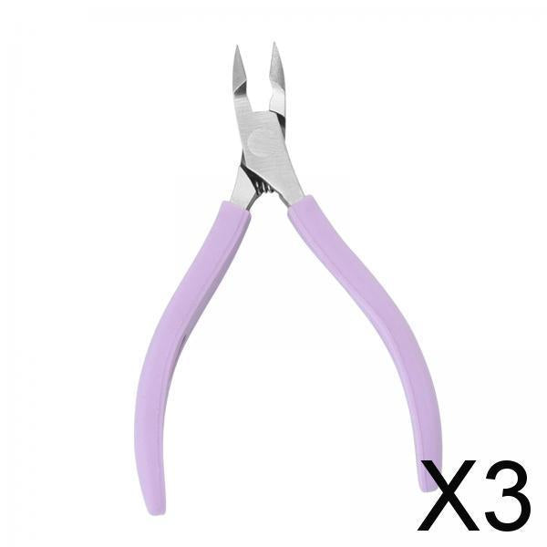 3xStainless Steel Cuticle Cutter Scissors Anti Slip Silicone Handle Salon Purple
