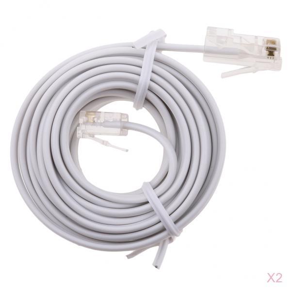 2pcs RJ11 ADSL to Ethernet RJ45 Modem Cable 8P 4C 6P 4C ASDL Patch Wire