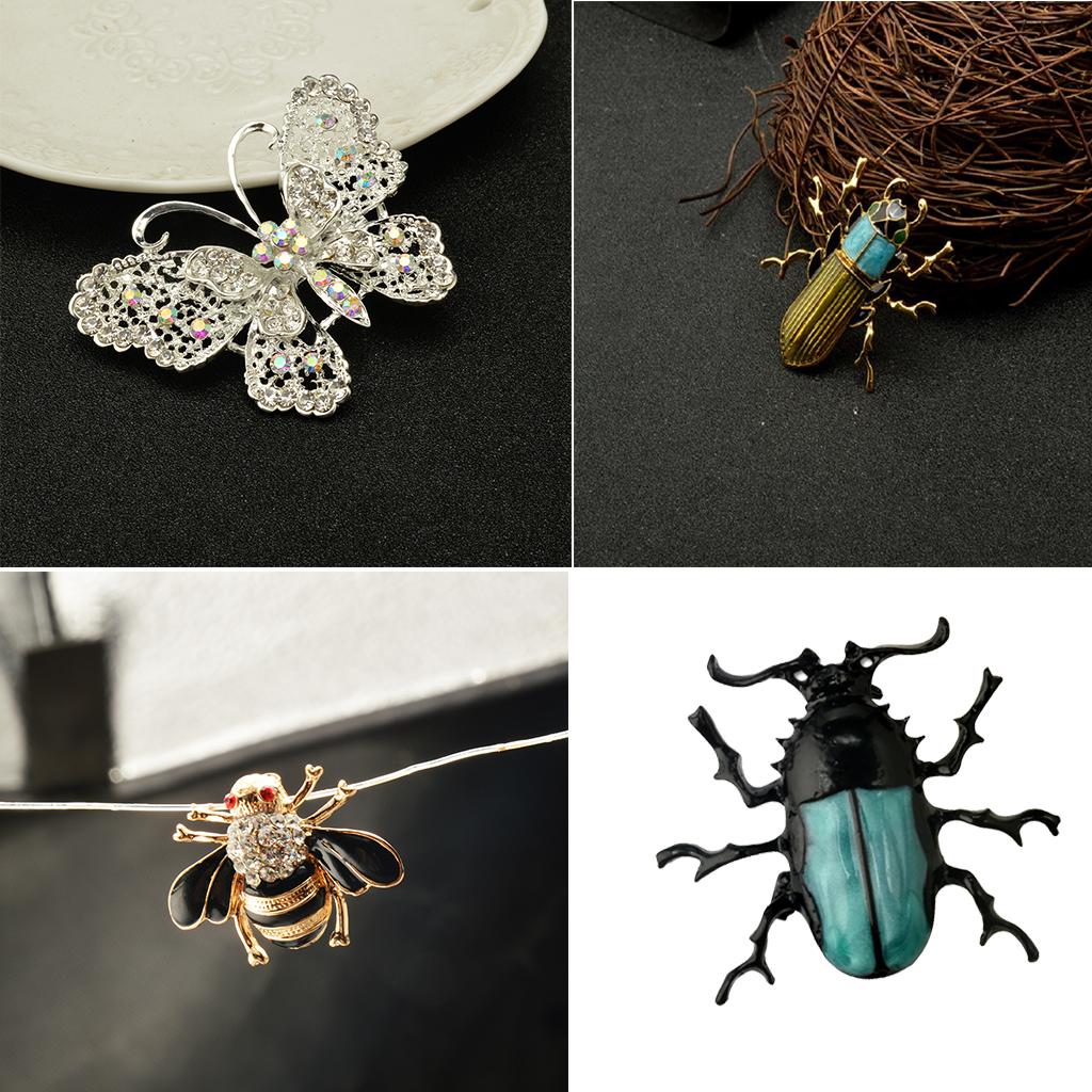4 Pieces Crystal Rhinestone Insect Honeybee Brooch Collar Lapel Pin