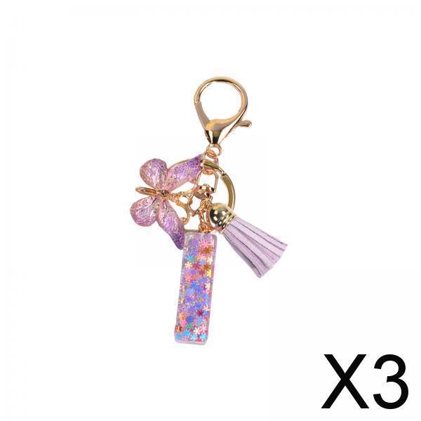 3xResin Keychain Ornaments Girls Women Gifts English Alphabet Keyring Keychain I