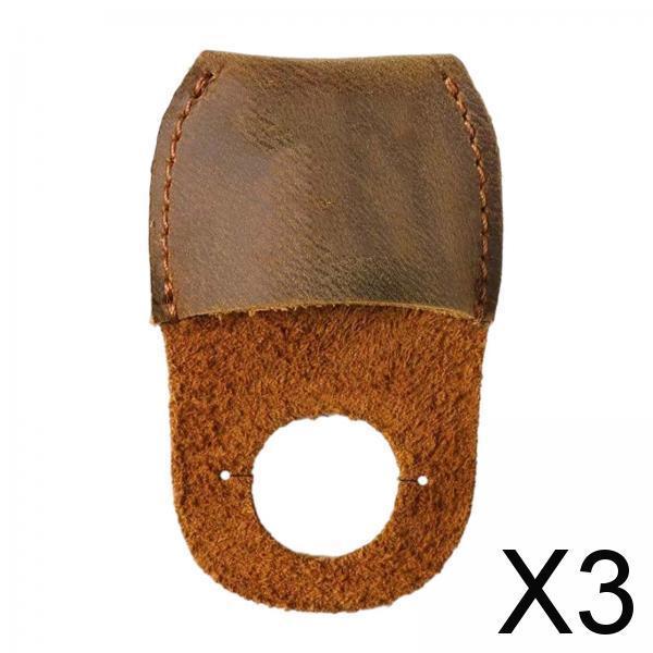 3xThumb Guard Premium Handmade Working Carving Kit PU Leather Finger Protector Brown