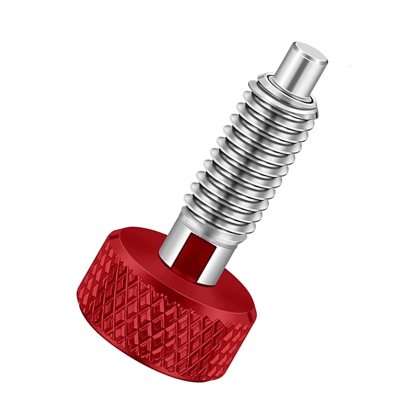 Hand Retractable Spring Plunger with Knurled Handle for Chassis Engine Rooms red