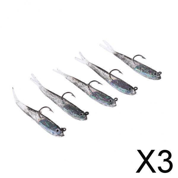 3x5pcs Fishing Lure Bait Soft Bait Fishing Lure Fishhook Artificial Bait 7.5cm