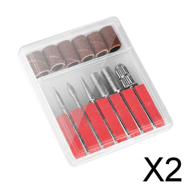 2x12pcs 3/32'' Nail Drill Bits Cuticle Clean Sanding Bands Mandrel Bit Set