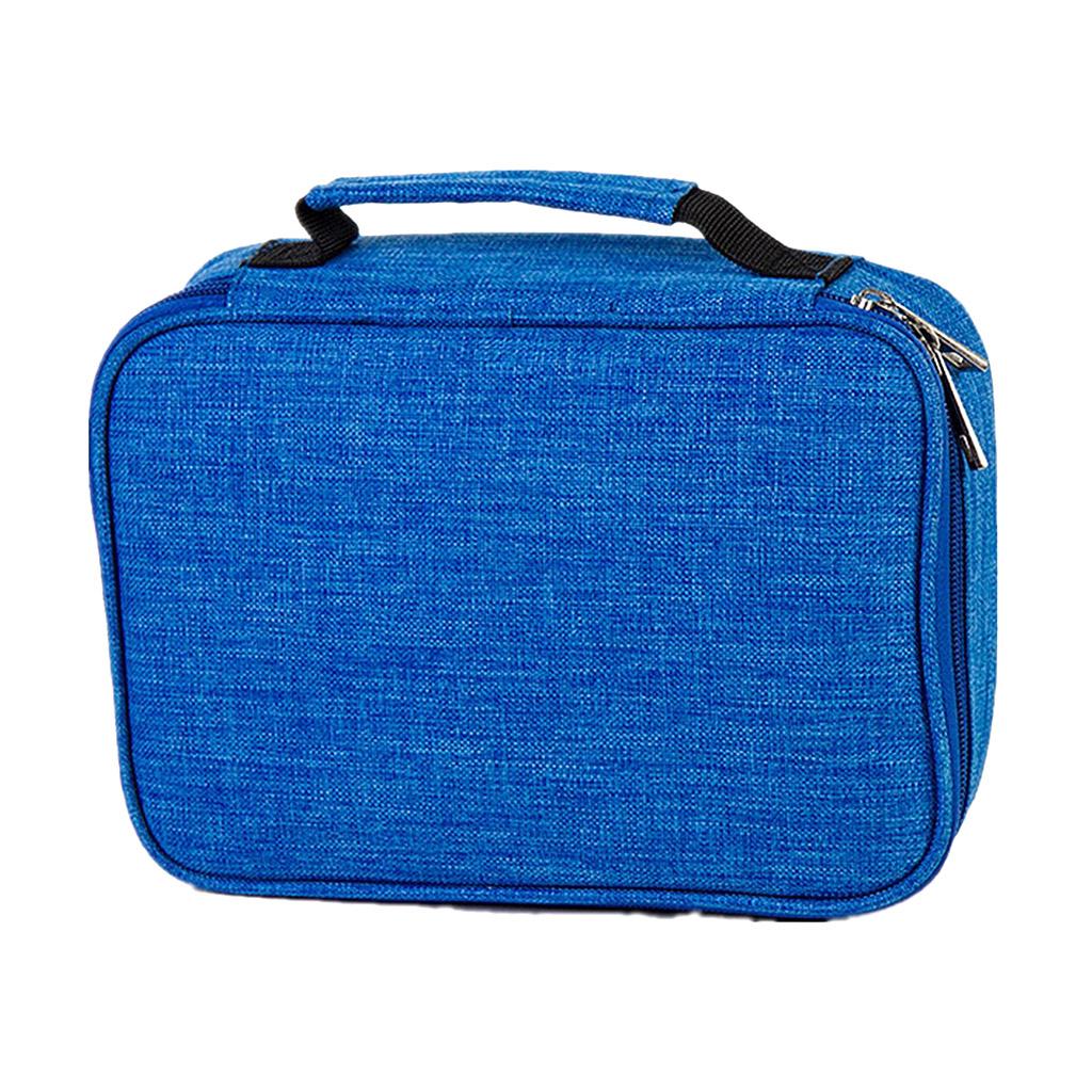 72 Slots Colored Pencil Case High Capacity Zipper Pens Pencil Case Blue
