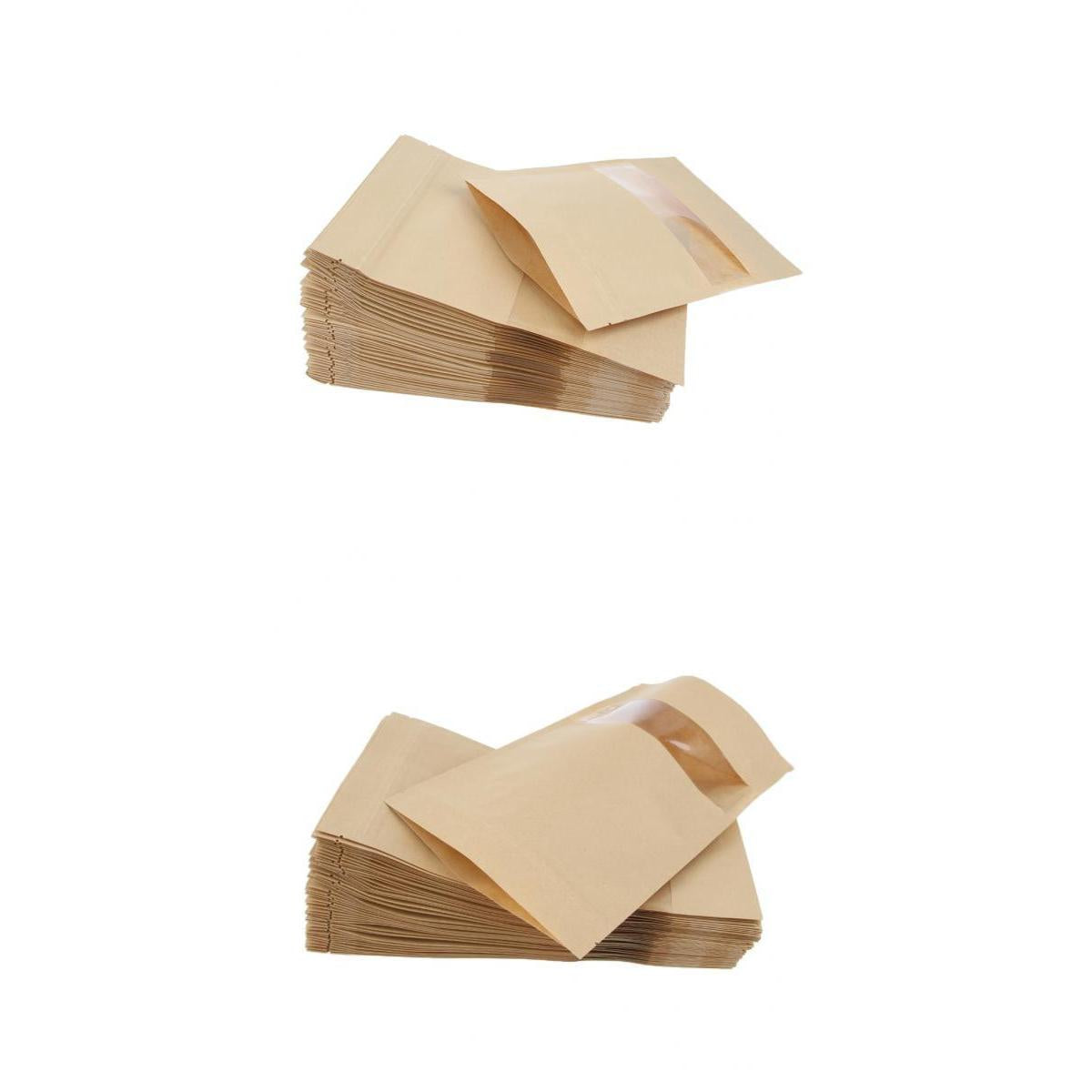 100x Kraft Paper Bags Stand Up Pouch Food Packaging 16x22+4&14x22+4