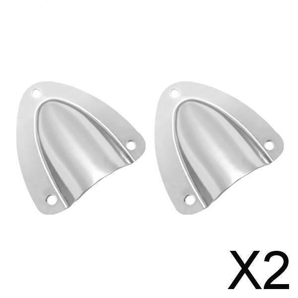2x2 Sets Grade Stainless Steel Midget Clam Shell Wire Cable Vent Cover Silver
