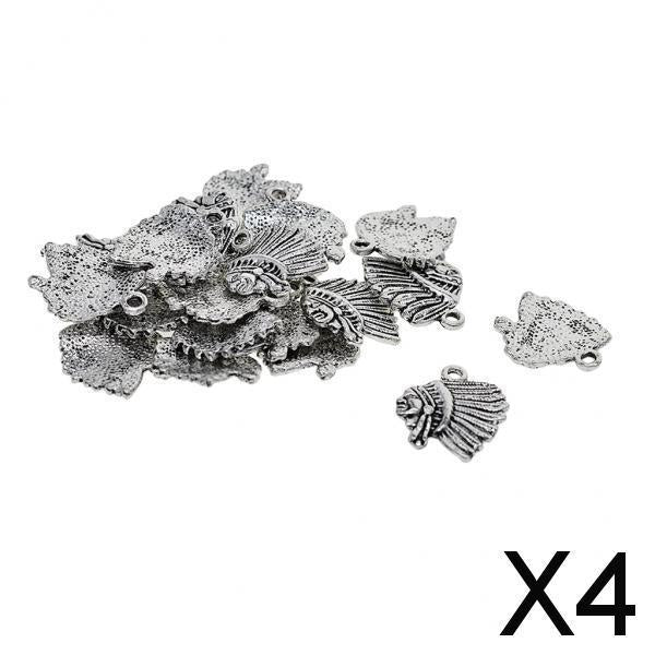 4x30 Pieces Tibetan Silver Indian Chief Head Charms Pendant For DIY Jewelry