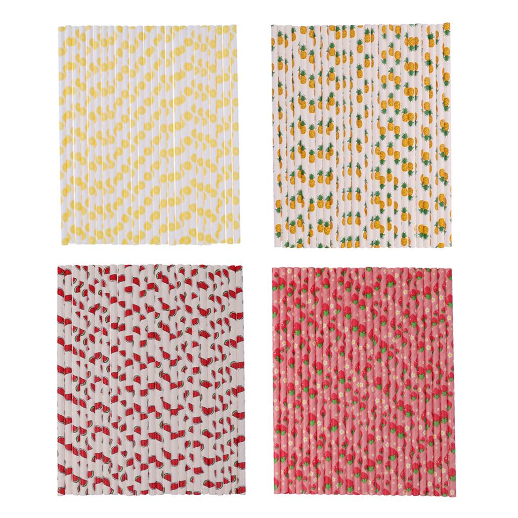 100 Pieces Fruit Biodegradable Paper Sipping Drinking Straws Wedding Favors